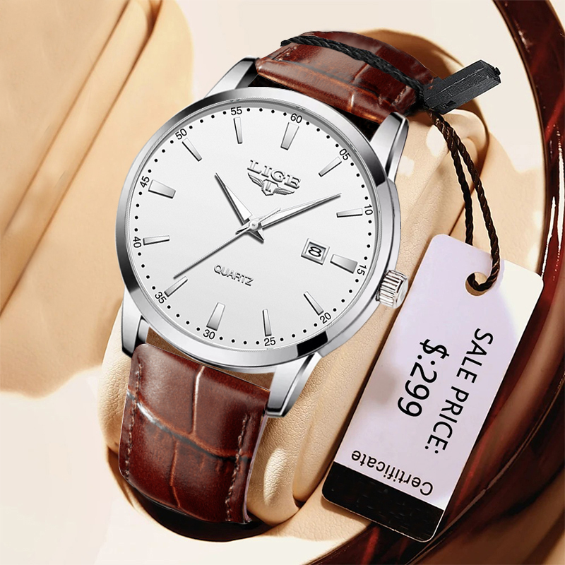 LIGE Man Watch Fashion Leather - مراجعة Leather Watch Band Men وسعره