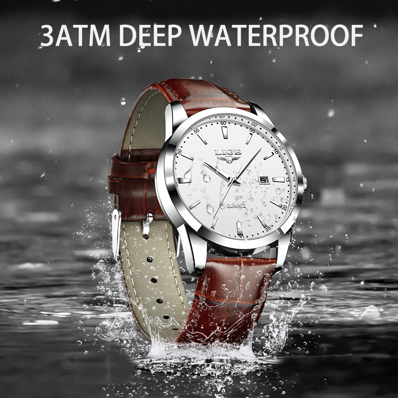 LIGE Man Watch Fashion Leather - مراجعة Leather Watch Band Men وسعره
