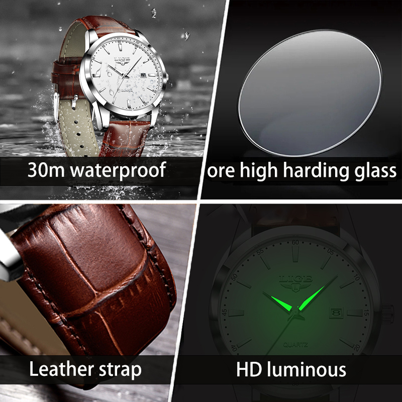 LIGE Man Watch Fashion Leather - مراجعة Leather Watch Band Men وسعره