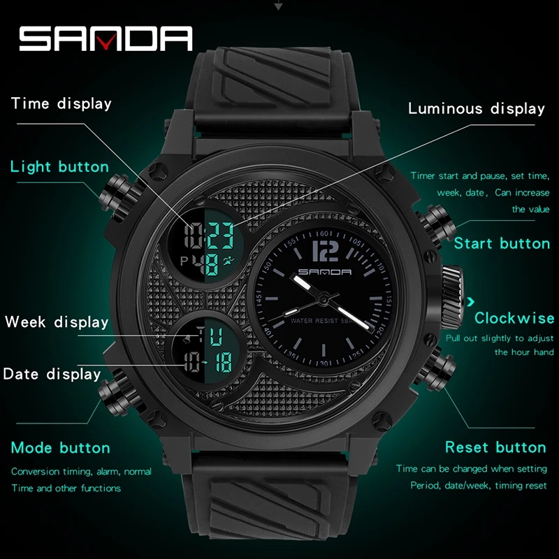 SANDA 3002 Brand Men's Dual Ti - مراجعة Tropic Strap Vintage وسعره