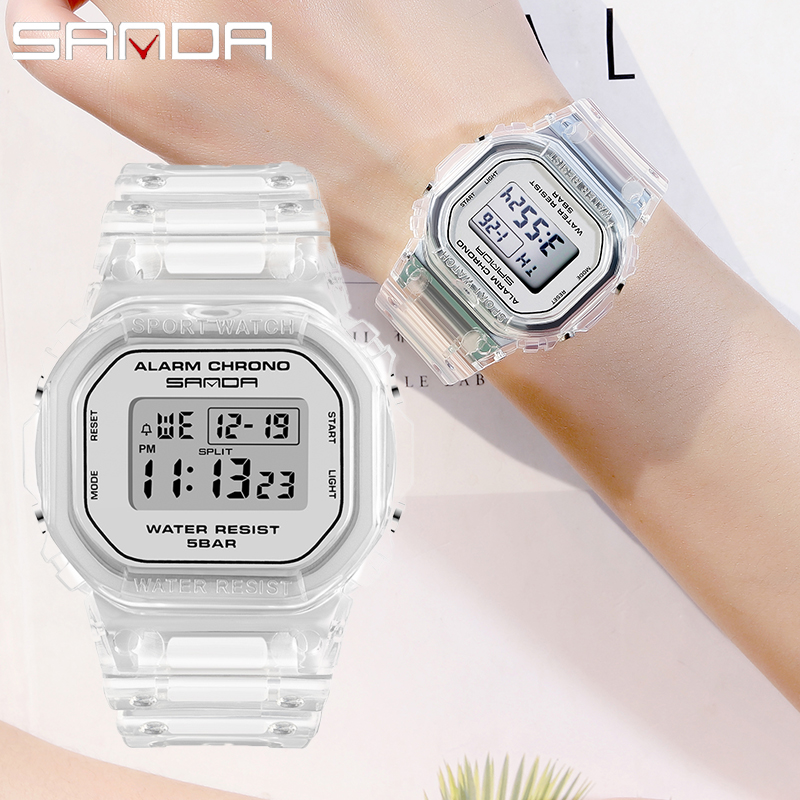 SANDA White Fashion Sport Watc - مراجعة Rubber Strap Diver وسعره
