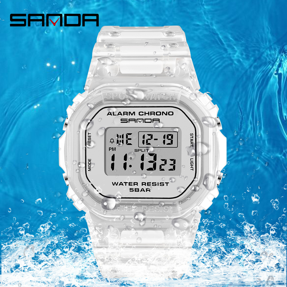 SANDA White Fashion Sport Watc - مراجعة Rubber Strap Diver وسعره