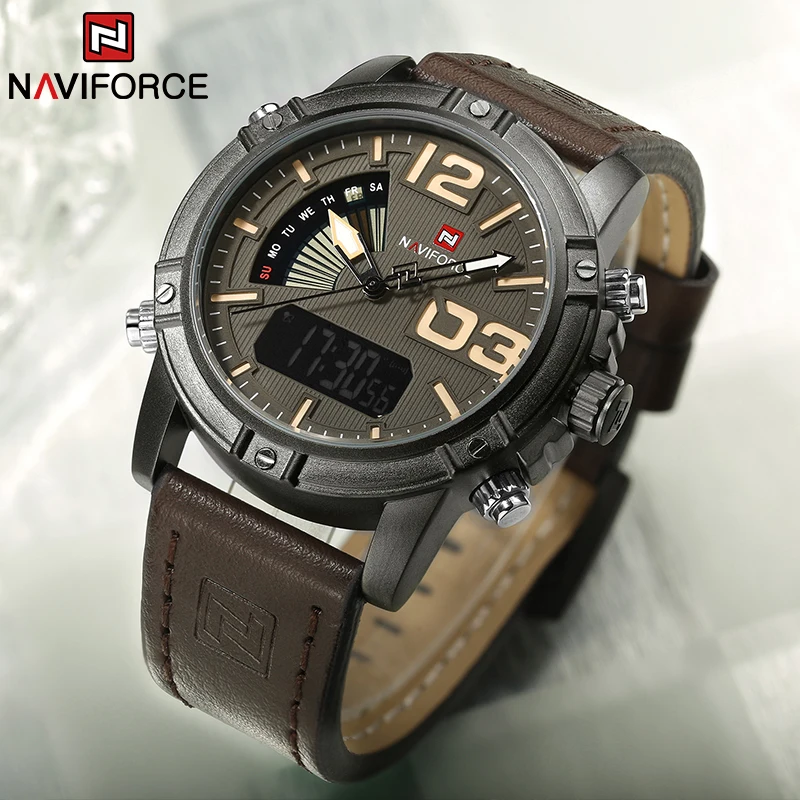 NAVIFORCE Top Brand Men Watch  - مراجعة Leather Watch Band Men وسعره