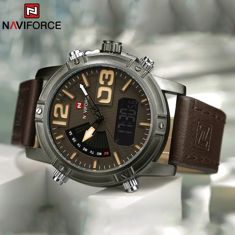 NAVIFORCE Top Brand Men Watch  - مراجعة Leather Watch Band Men وسعره