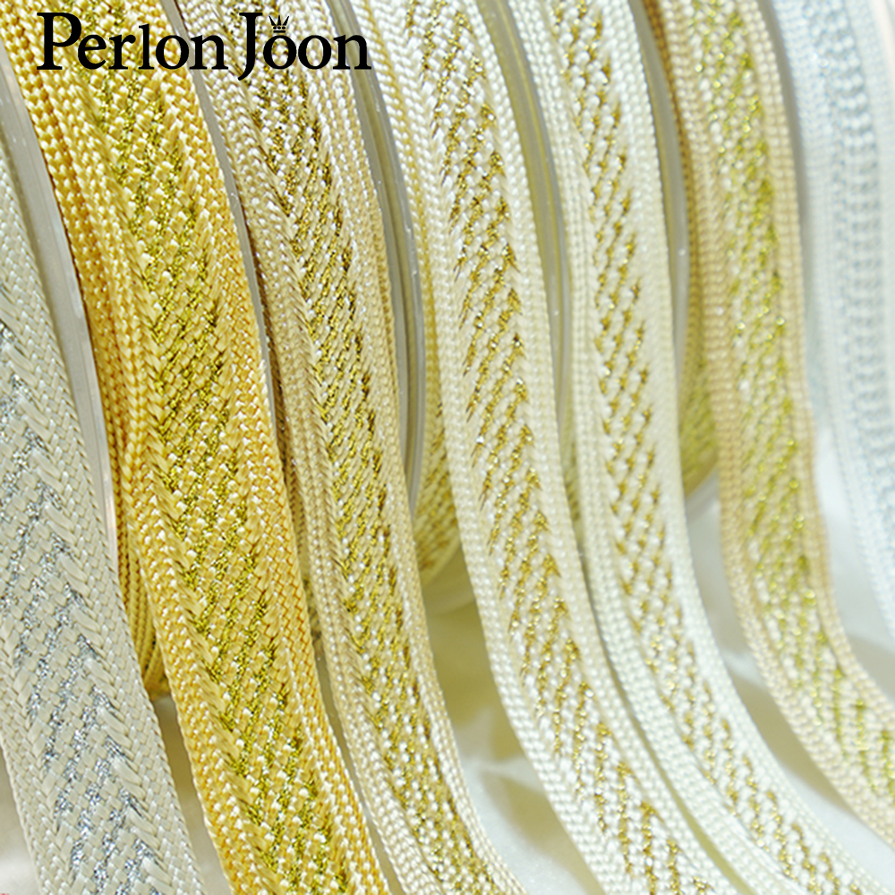 10yards/lot  gold thread polye - مراجعة Perlon Strap Woven وسعره