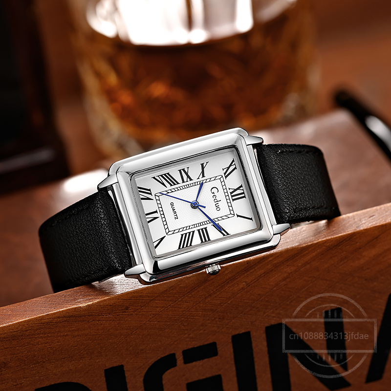 New Fashion Designer Rectangle - مراجعة Leather Watch Band Men وسعره