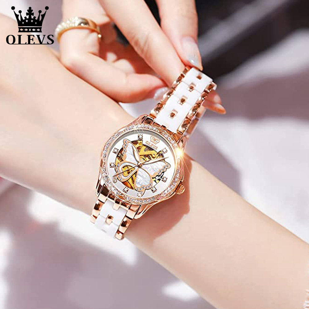 OLEVS Women's Automatic Watche - مراجعة Butterfly Clasp Deployant وسعره