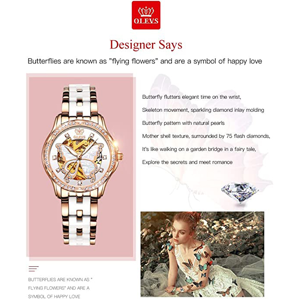 OLEVS Women's Automatic Watche - مراجعة Butterfly Clasp Deployant وسعره