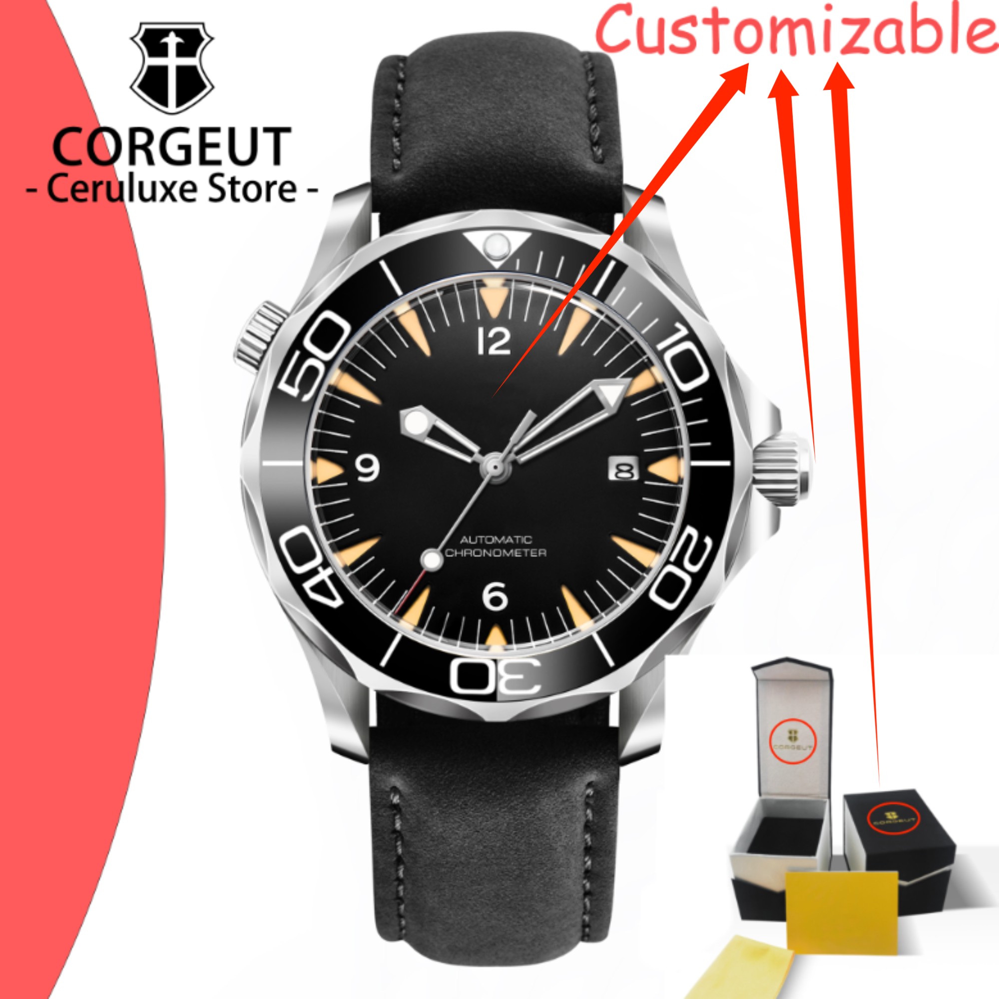 CUSTOM Logo Sapphire Glass Aut - مراجعة Stainless Bracelet Diver وسعره